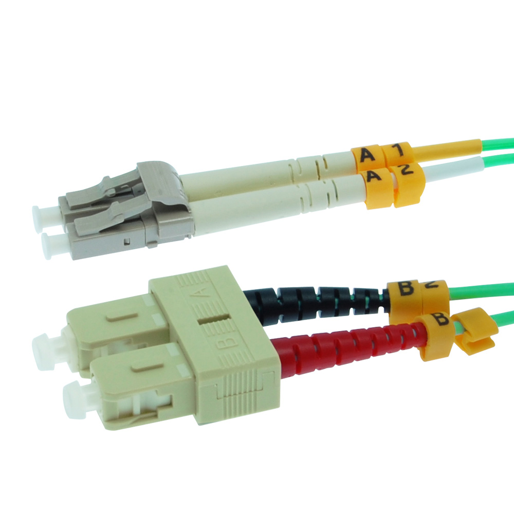 4m LC/UPC-SC/UPC OM3 Multimode Duplex Aqua Fiber Optic Patch Cable ...